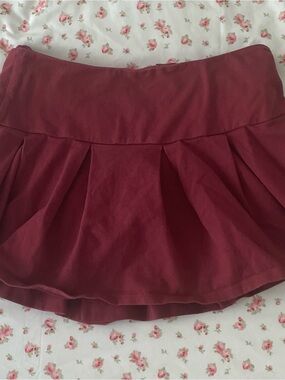 Urban Outfitters Wine Red Pleated Skater Skirt